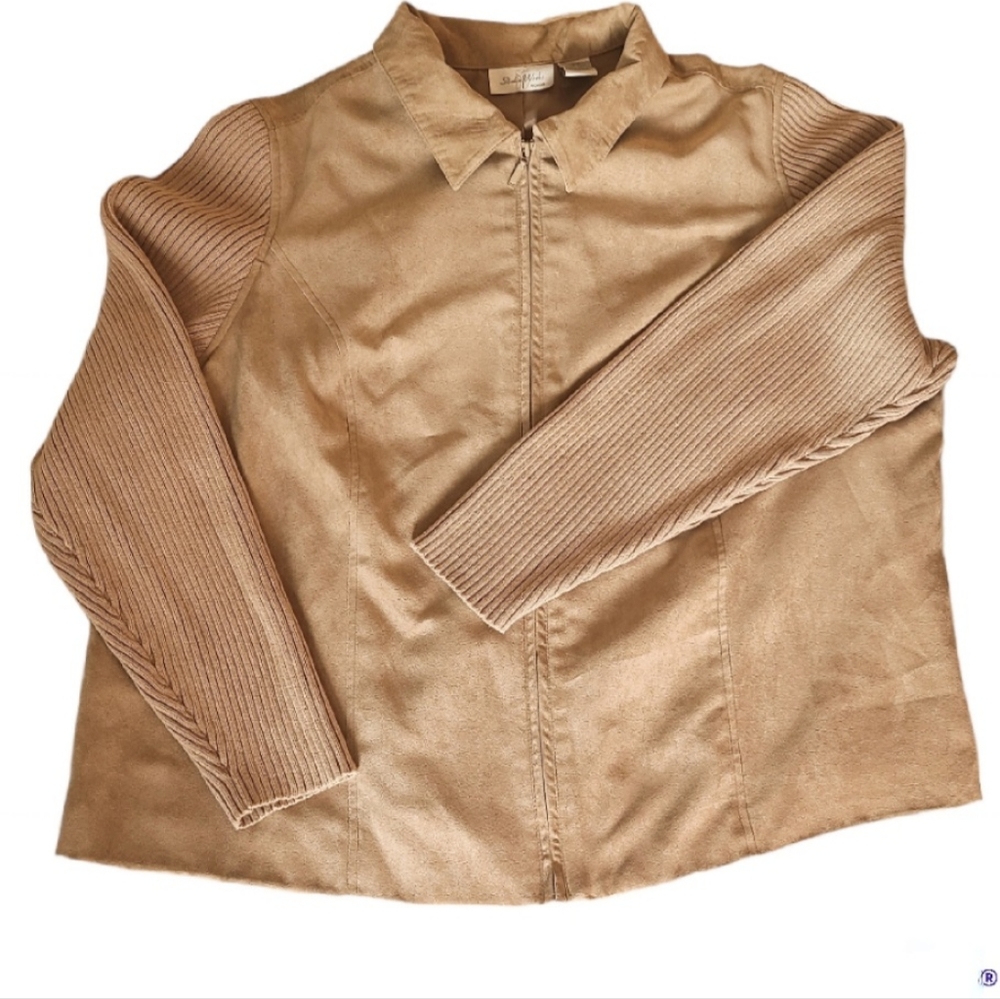 Studio Works faux suede coat jacket tan